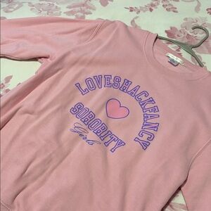 LoveShackFancy Pink Sweatshirt with Purple Accents
